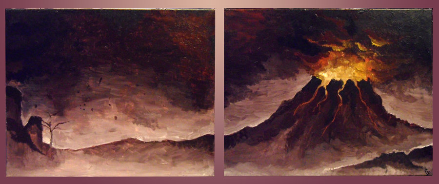 900x377 Volcano Painting By Kungfubellydancer - Volcano Painting