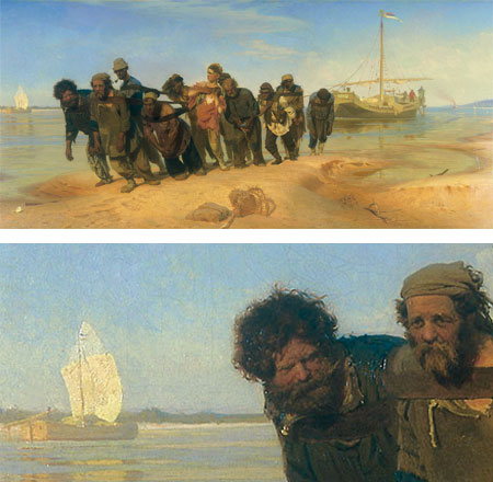 450x440 Ilya Repin Lines And Colors - Volga Boatmen Painting
