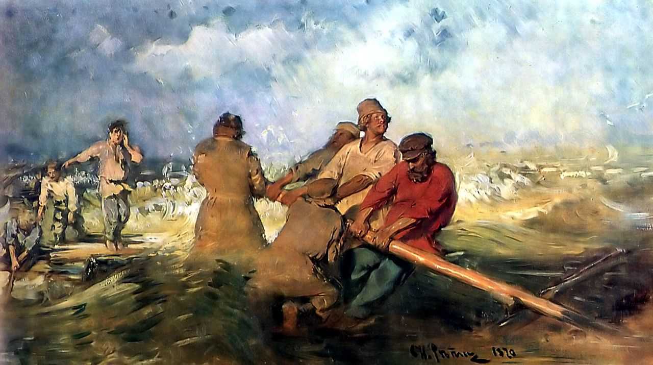 1280x715 Russian Realism Paintings By Ilya Repin - Volga Boatmen Painting
