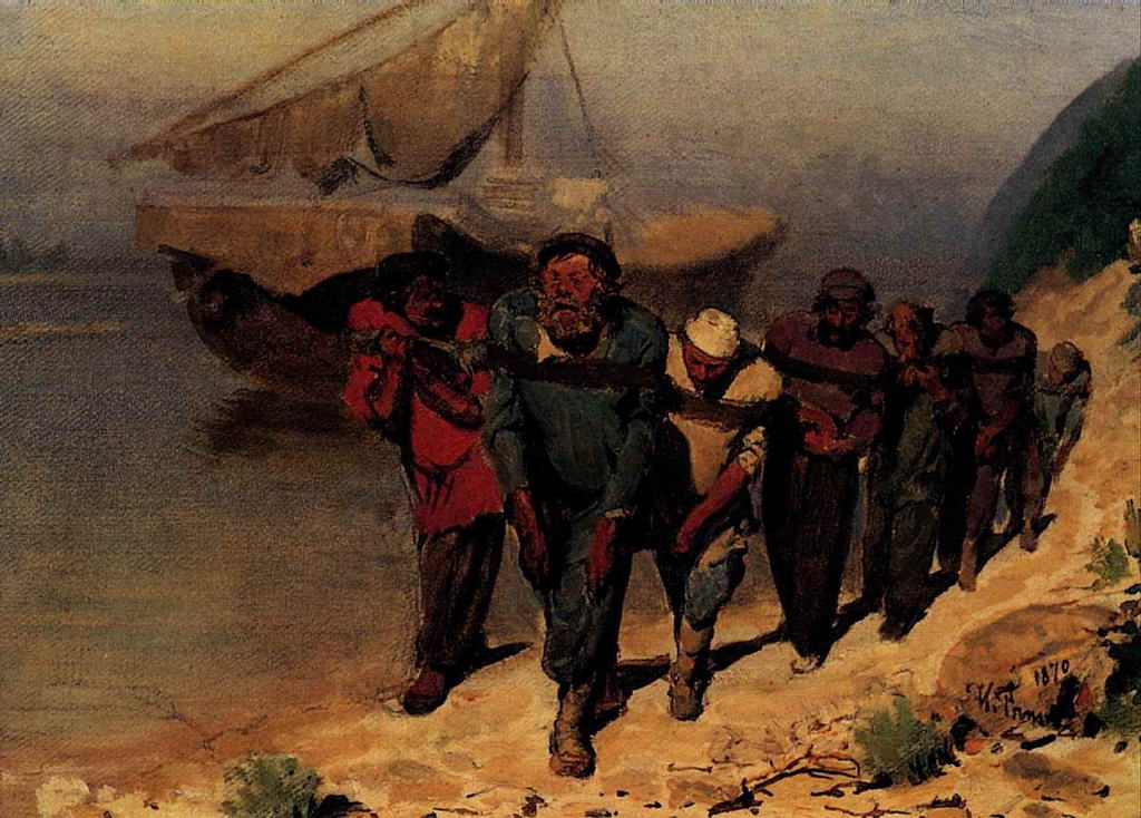 1024x734 Paintings Of Ilya Repin - Volga Boatmen Painting