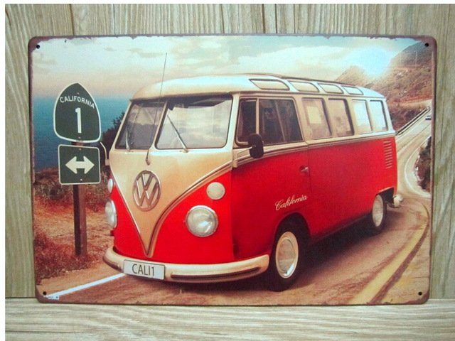 640x480 Vw Mini Bus Metal Painting Vintage Retro, Volkswagen Metal Plate - Volkswagen Painting