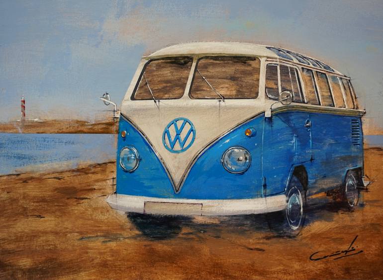 770x563 Saatchi Art Volkswagen T1 Ii Painting By Vicente Cascales - Volkswagen Painting