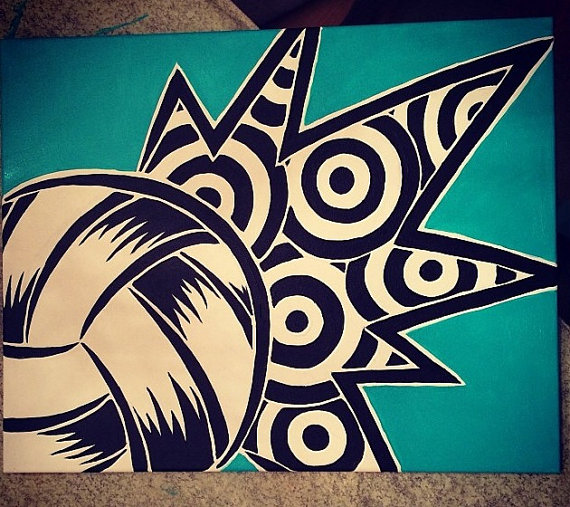 570x507 Items Similar To Modern Volleyball Acrylic Painting On Canvas On Etsy - Volleyball Painting