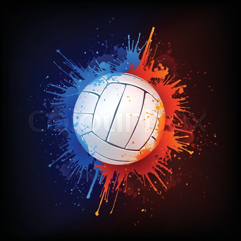 800x800 Volleyball Ball In Paint Isolated On Black Background Stock - Volleyball Painting