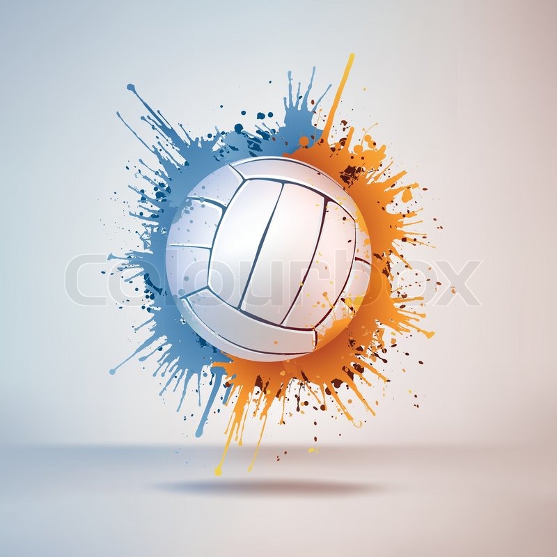 800x800 Volleyball Ball In Paint On Vignette Background. Vector. Stock - Volleyball Painting