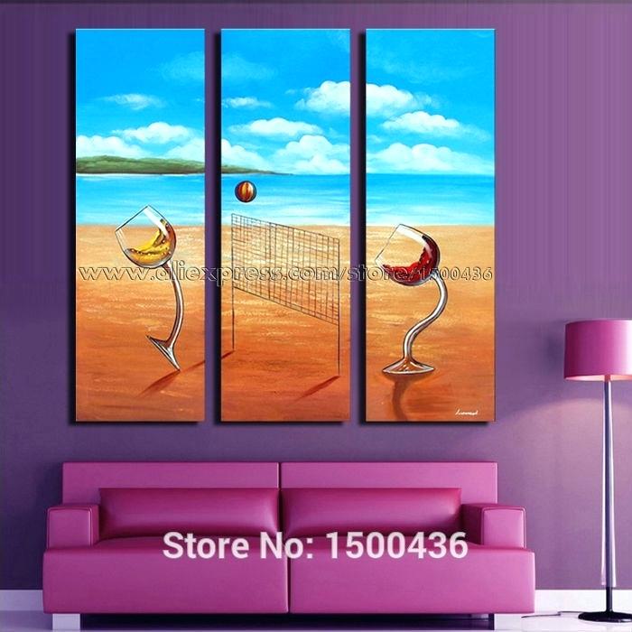 700x700 Volleyball Painting Beach Painted Abstract Canvas Art 3 Piece - Volleyball Painting