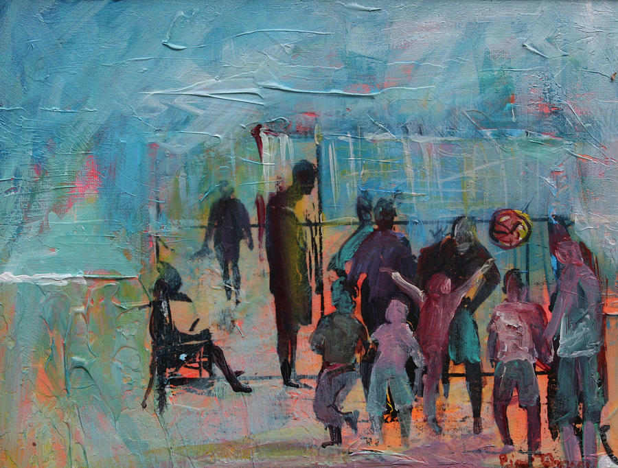 900x682 Beach Volleyball Painting By Pippi Johnson - Volleyball Painting