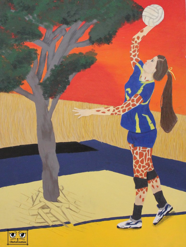 776x1030 Giraffe Volleyball Player By Koicatcreations - Volleyball Painting