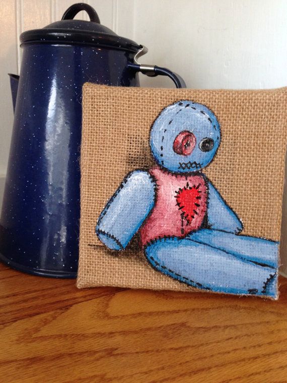 570x760 Blue And Red Voodoo Doll Painting By Louisianahouse On Etsy - Voodoo Doll Painting