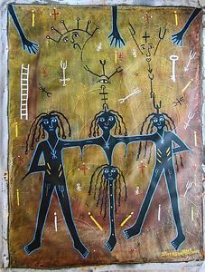 227x300 Haitian Folk Art Painting Famous Artist Stivenson Magloire - Voodoo Painting