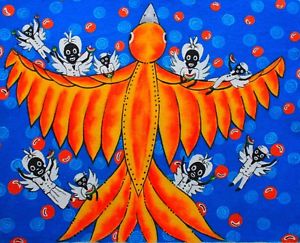 300x243 Bird Santeria (Voodoo) Painting By Nivia From Muraleando, Cuba Ebay - Voodoo Painting