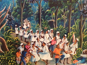 300x224 Voodoo Procession Painting By Haitian Artist - Voodoo Painting