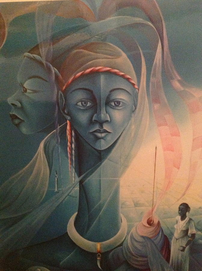 672x900 Double Face Of A Voodoo Woman Painting By Haitian Artist - Voodoo Painting