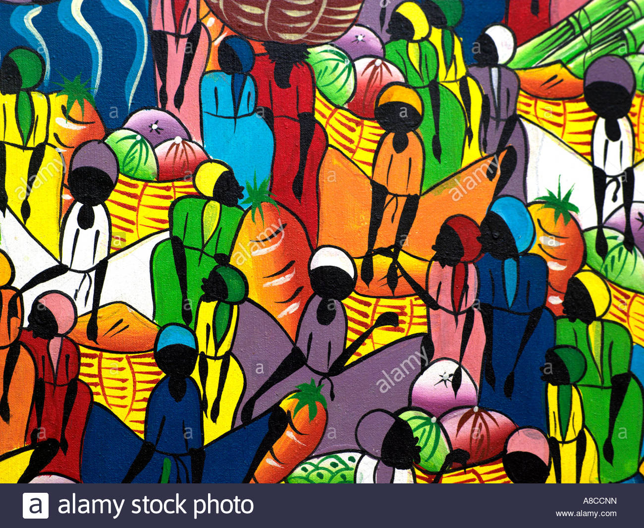 1300x1065 Faceless People Voodoo Colourful Painting - Voodoo Painting