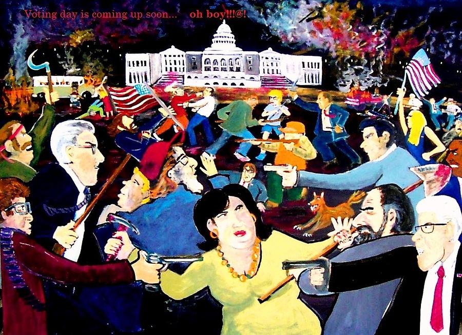 900x653 Voting Day Coming Up Soon Oh Boy Painting By Richard Hubal - Voting Painting