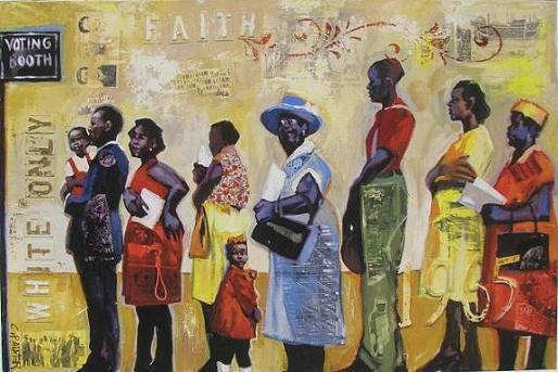 514x343 Voting Line By Charly Carlos Palmer The Black Art Depot - Voting Painting