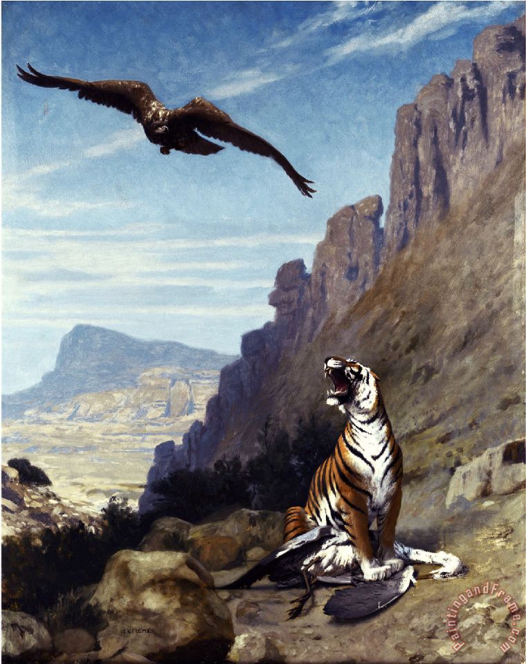 760x960 Jean Leon Gerome Tiger And Vulture Painting - Vulture Painting