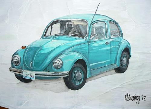 500x362 Oils - Vw Beetle Painting