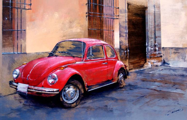 770x493 Saatchi Art Volkswagen Beetle Iii Painting By Vicente - Vw Beetle Painting