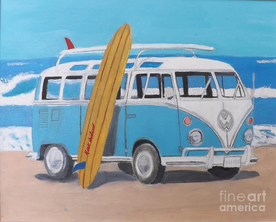 900x722 1965 Vw Bus Painting By Marcus Hudson - Vw Bus Painting
