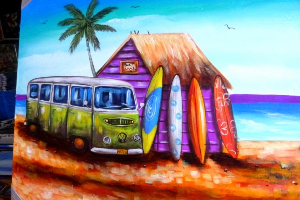 957x640 V W With 4 Surfing Boards Painting - Vw Painting