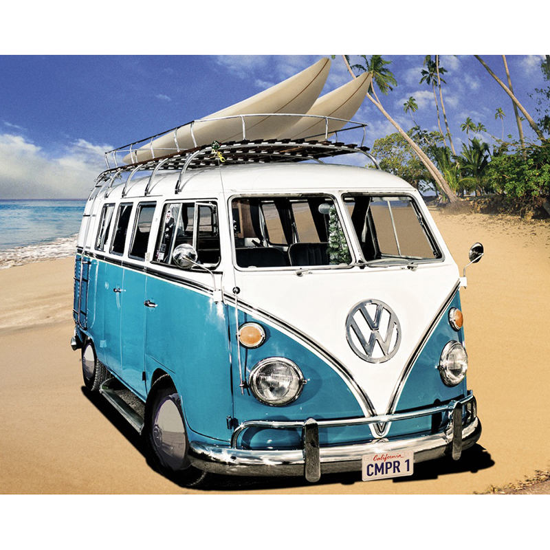 800x800 Vw Bus On Beach Diamond Painting Embroidery Kit 5d Diamond - Vw Painting