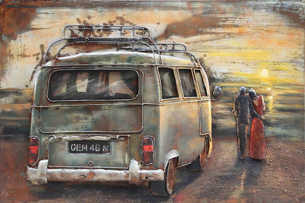 1000x667 3d Painting Metal Vw Bus 1 80x120cm - Vw Painting