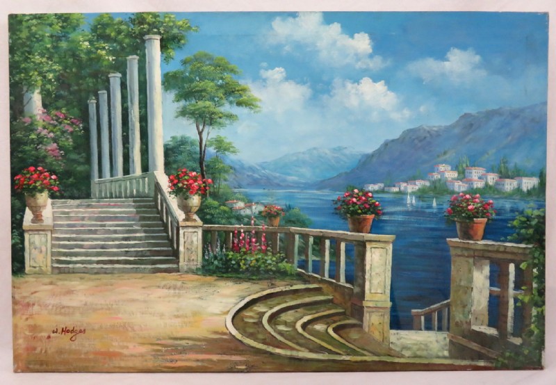 800x554 Painting Tuscan Coastal Promenade By W. Hodges Pu - W Hodges Painting