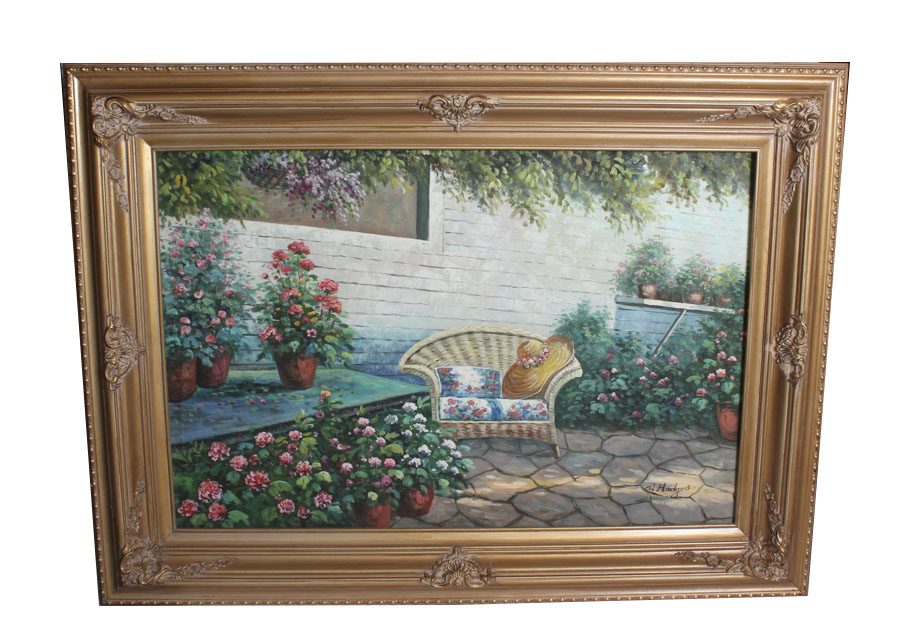 900x643 W. Hodges Garden Setting Acrylic Painting Ebth - W Hodges Painting
