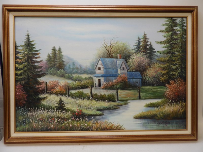 800x600 W. Hodges House By The Stream Painting On Canvas - W Hodges Painting