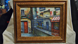 300x169 Paris Street Scene Oil Painting Signed W James Original Realistic - W James Painting