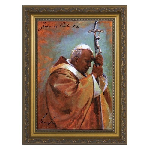 500x500 Pope John Paul Ii Oil Painting By James Langley W Gold Frame - W James Painting