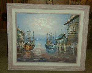 300x236 W. James Sea Scape Ocean Senary Oil Painting On Canvas Pink - W James Painting