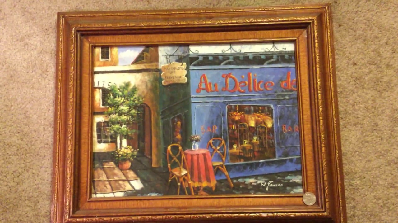 1280x720 W. James Original Oil Painting Street Restaurant Collectible Rare - W James Painting