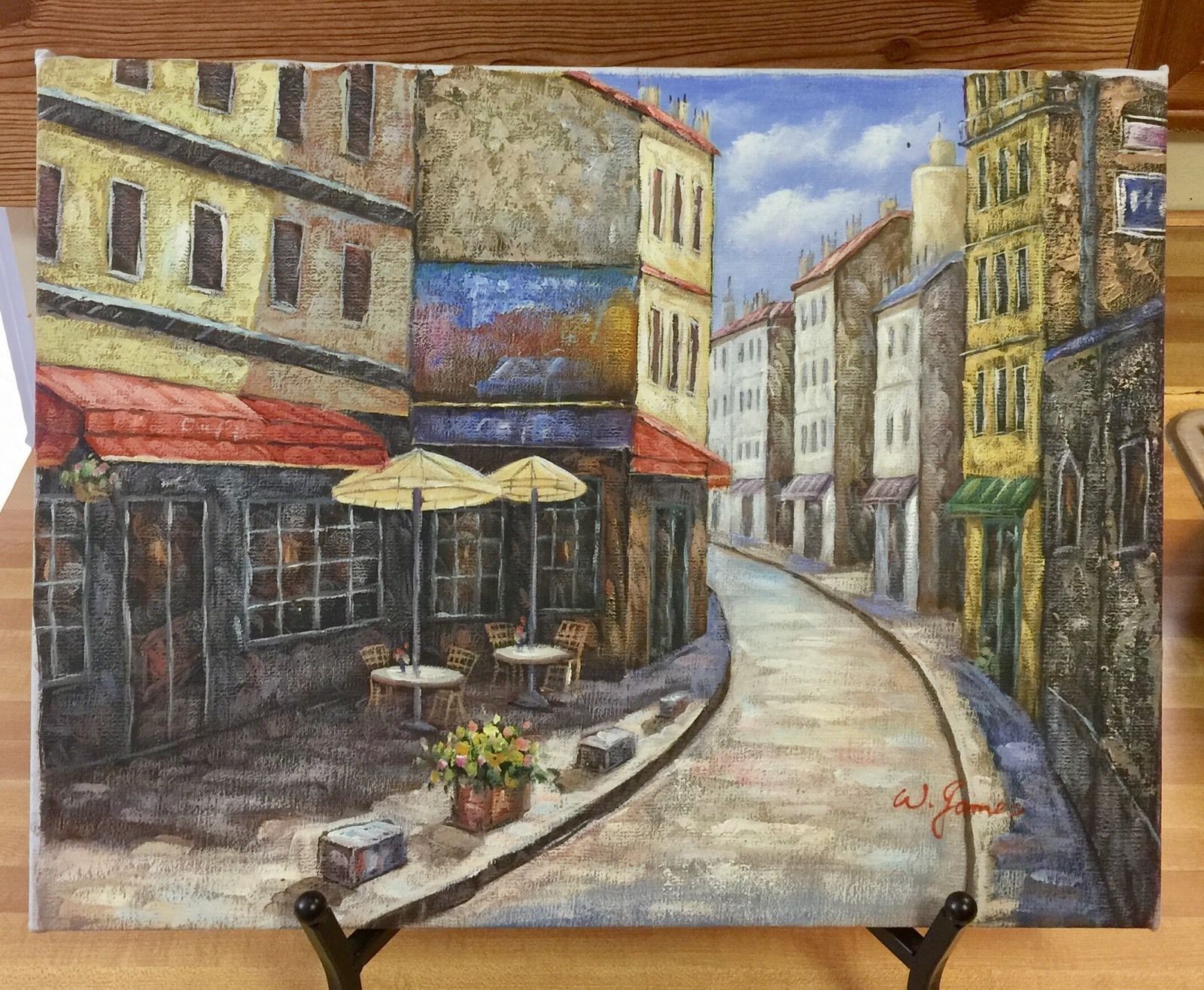 1600x1316 Cool Paris Street Scene Oil Painting On Canvas Signed By Artist W - W James Painting