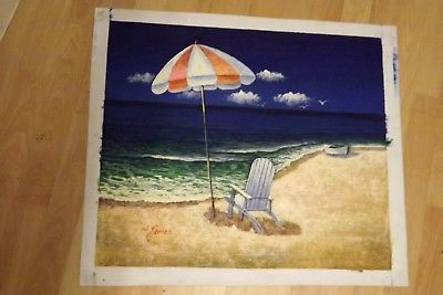 400x267 Original Genuine New Oil Painting Modern Beach Scene On Canvas 24 - W James Painting