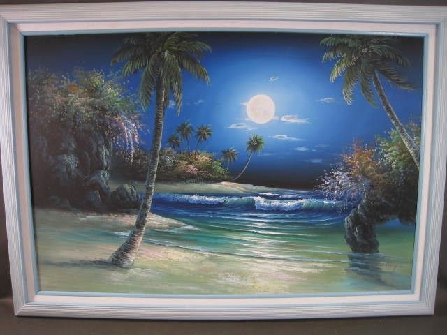 640x480 W. Riley Moonlit Seascape Painting Paintings Iii - W Riley Painting