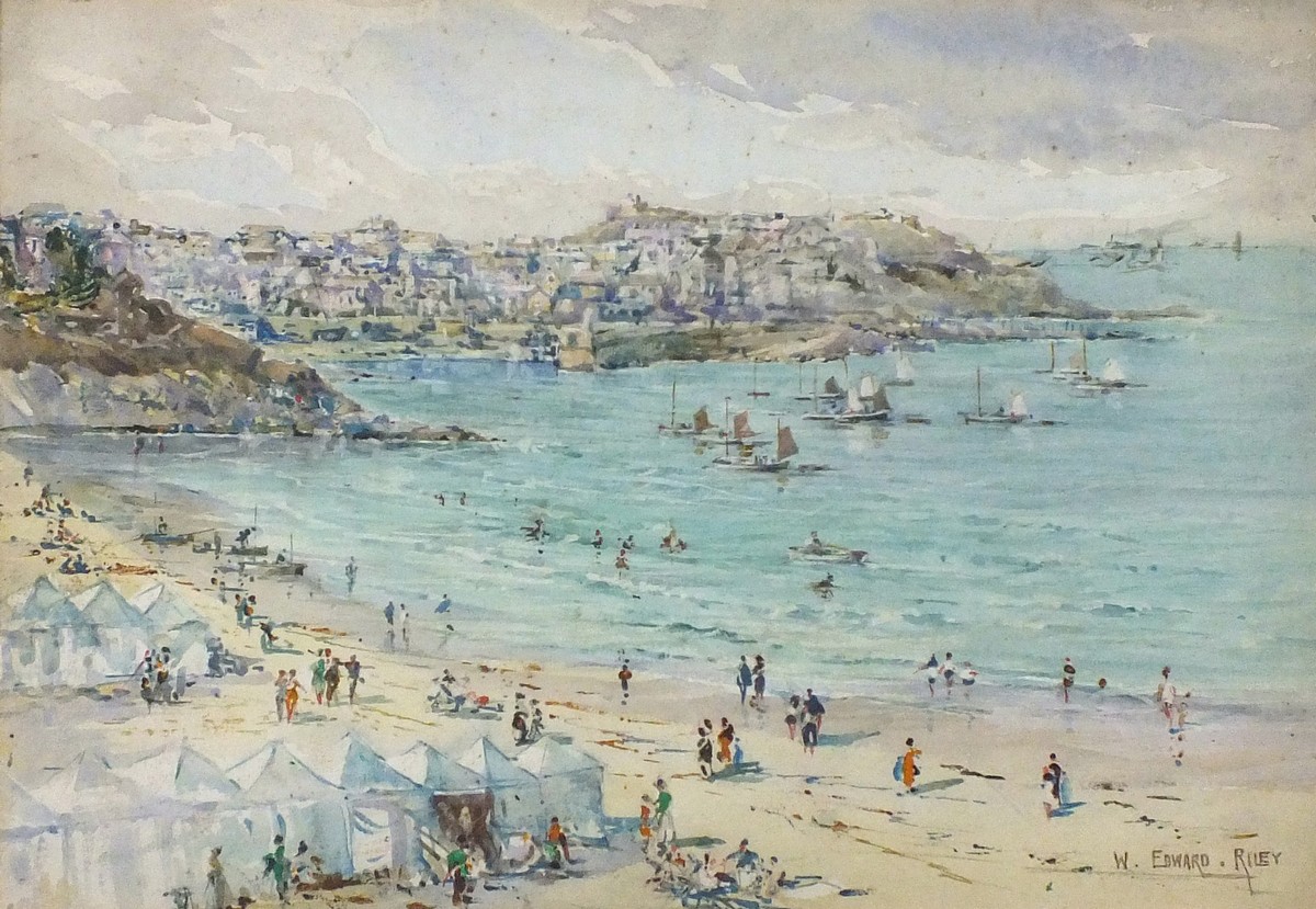 1200x829 William Edward Riley (British 1852 1937) Porthminster Beach - W Riley Painting