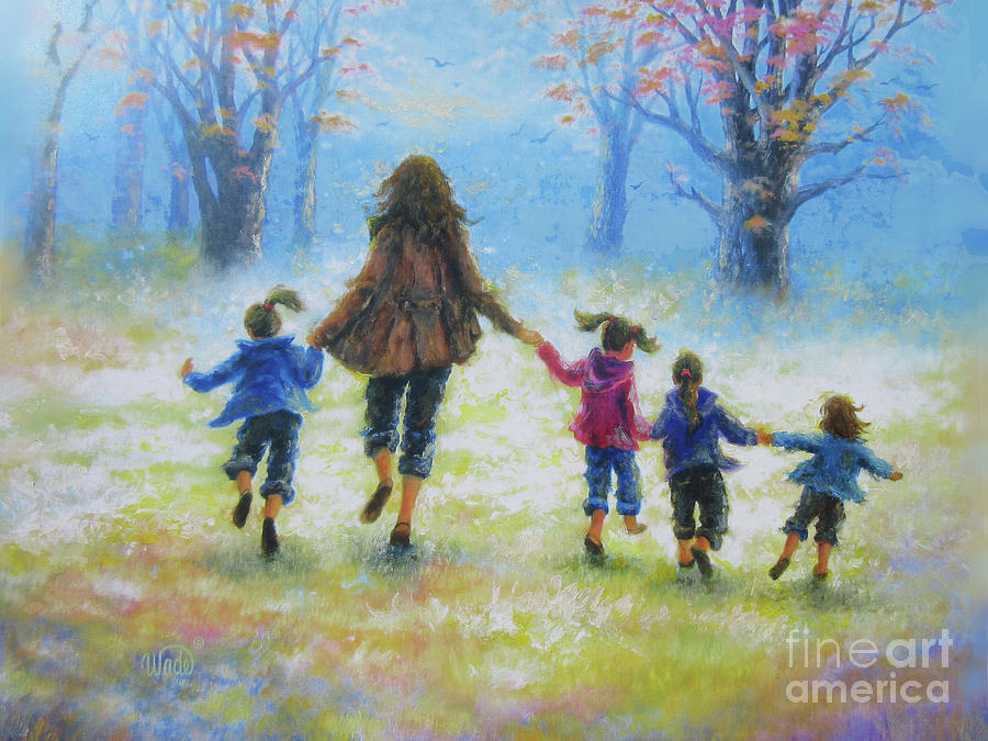 900x675 Mother And Four Daughters Painting By Vickie Wade - Wade Painting
