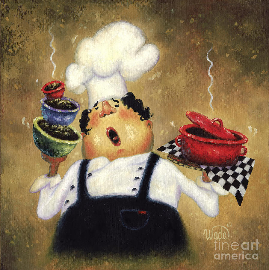 898x900 Singing Chef Painting By Vickie Wade - Wade Painting