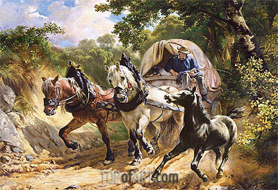 400x273 Covered Wagon In A Narrow Path Rudolf Koller Painting - Wagon Painting