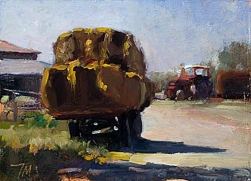 500x361 Daily Paintings Farmyard With Hay Wagon Postcard From Provence - Wagon Painting