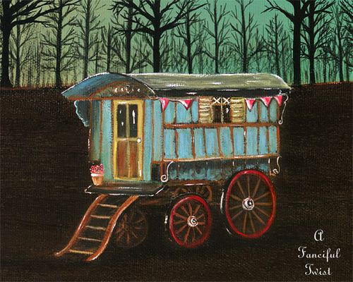 500x400 My Artwork {Bits Amp Pieces} Gypsy Wagon Painting - Wagon Painting