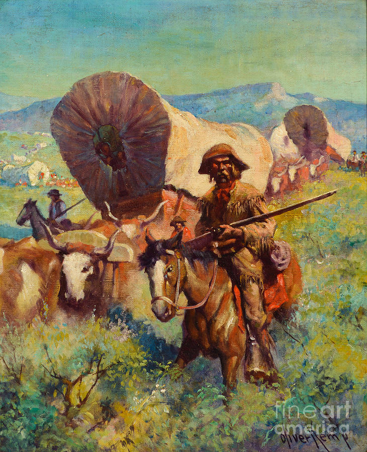 730x900 The Covered Wagon Painting By Motionage Designs - Wagon Painting