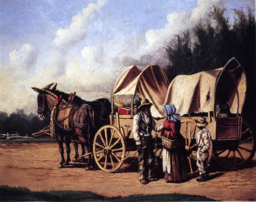 520x411 William Aiken Walker Covered Wagon With Negro Family Painting - Wagon Painting