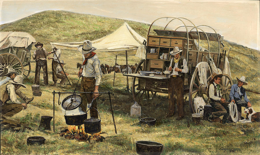 900x538 Chuck Wagon Painting By Don Langeneckert - Wagon Painting