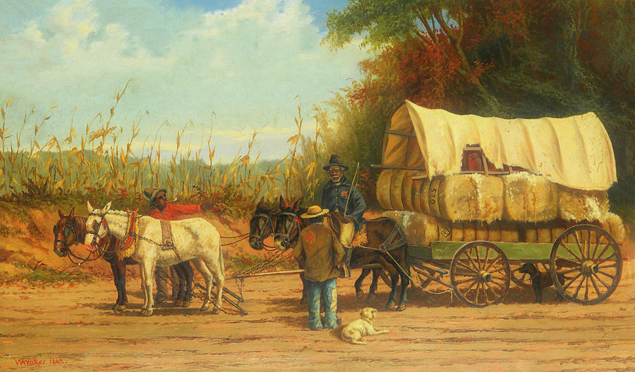 900x528 Cotton Wagon Painting By Mountain Dreams - Wagon Painting