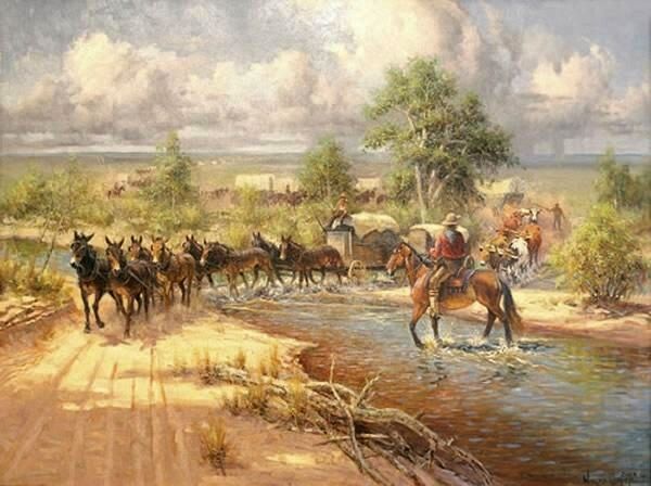 600x448 9 Best Cart Images On Cart, Karting And Authenticity - Wagon Train Painting