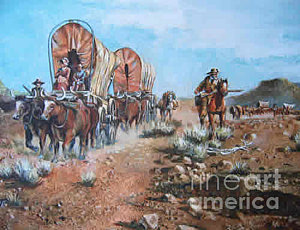 300x230 Wagon Train Paintings - Wagon Train Painting