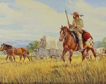 340x270 Wagon Train Painting Etsy - Wagon Train Painting
